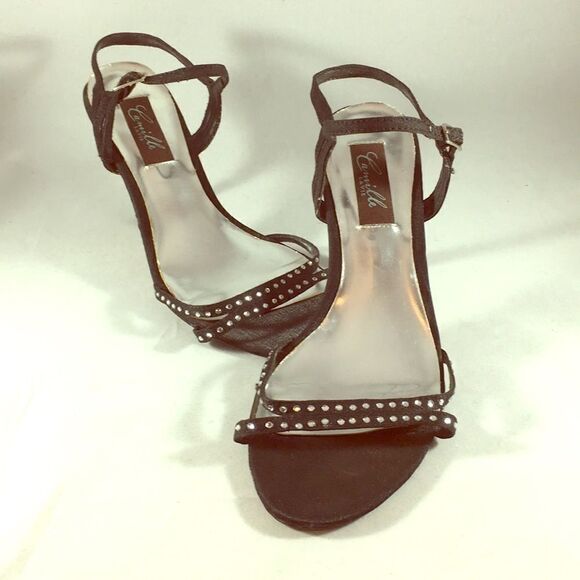Camille Vintage Black Rhinestone Heels size 8 - Picture 1 of 5
